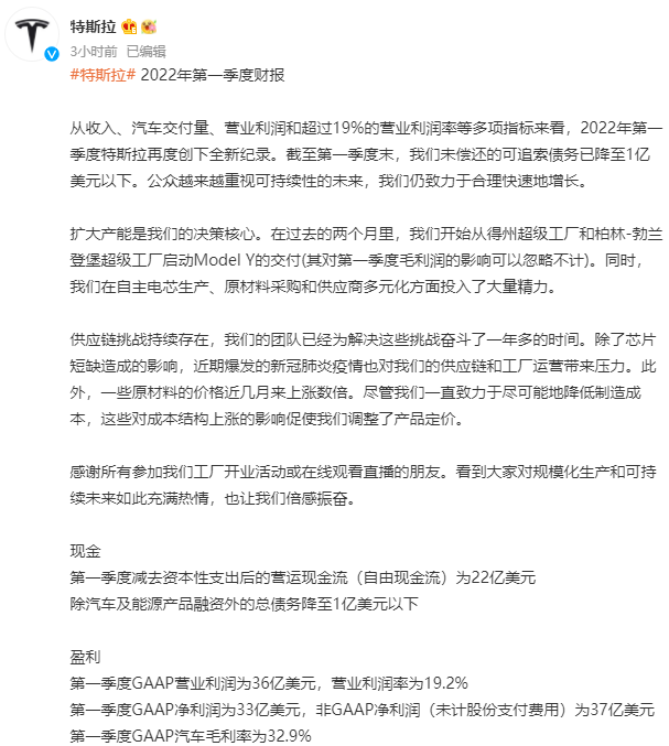 特斯拉一季度净利超33亿美元 同比增长658%.png 特斯拉一季度净利超33亿美元 同比增长658%.png