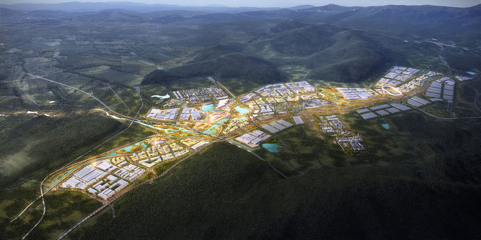 昆明安宁新能源电池产业工业园区规划俯瞰图 昆明安宁新能源电池产业工业园区规划俯瞰图