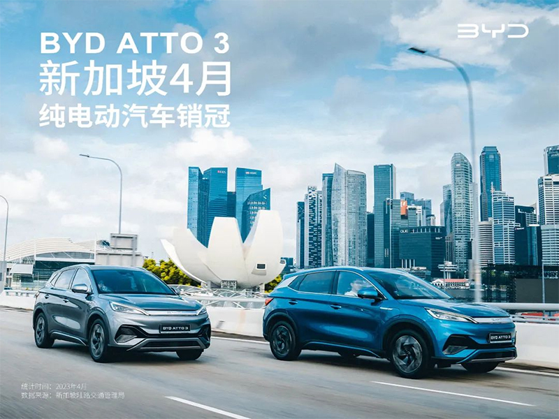 售价高至105万元!比亚迪4月纯电汽车在新加坡销量第一 售价高至105万元!比亚迪4月纯电汽车在新加坡销量第一
