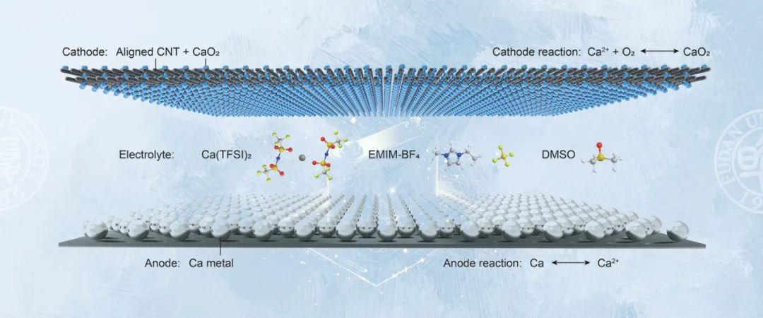 钙-氧气电池结构示意图