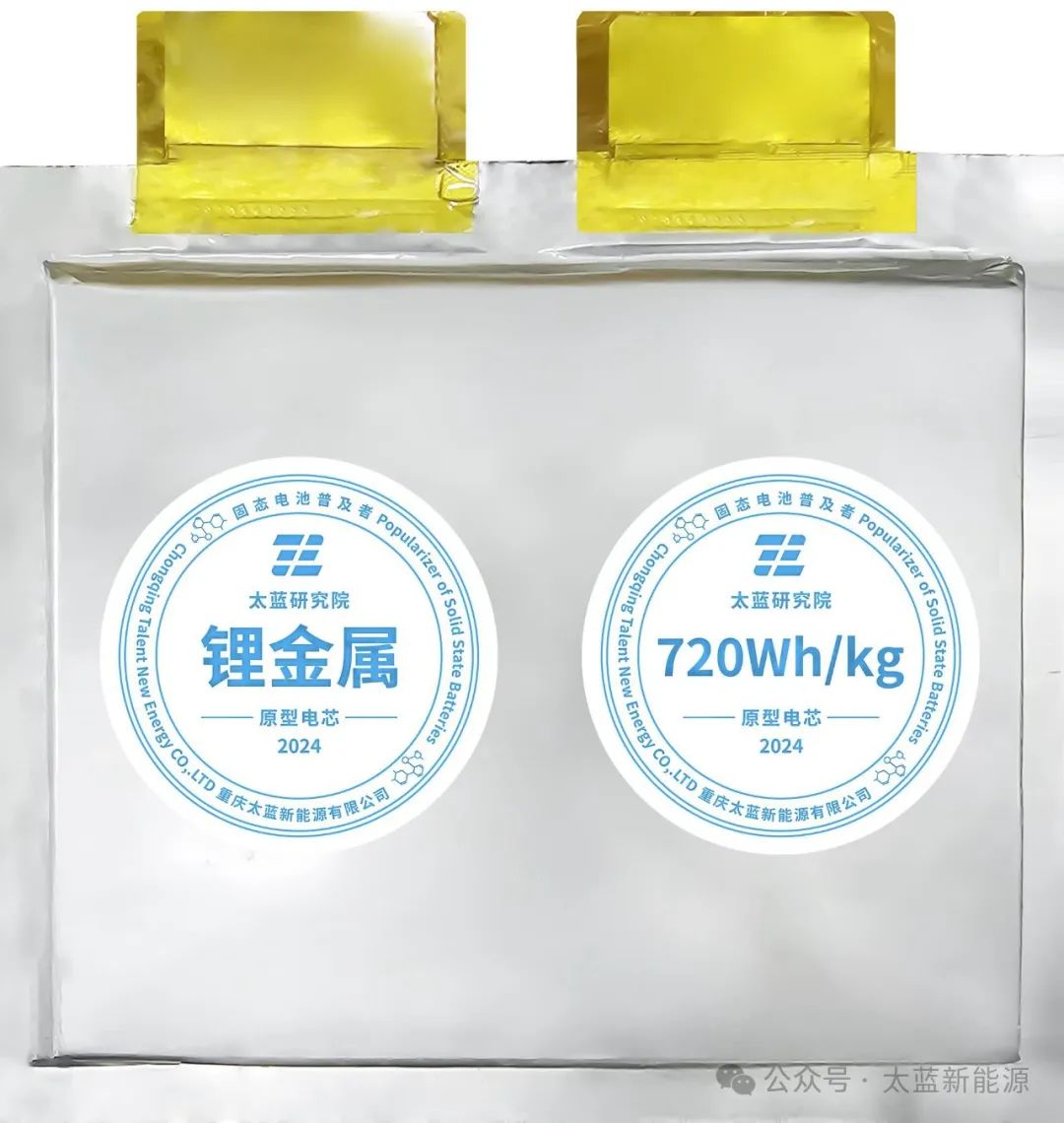 突破!太蓝新能源首发车规级720Wh/kg体型化全固态电池 突破!太蓝新能源首发车规级720Wh/kg体型化全固态电池