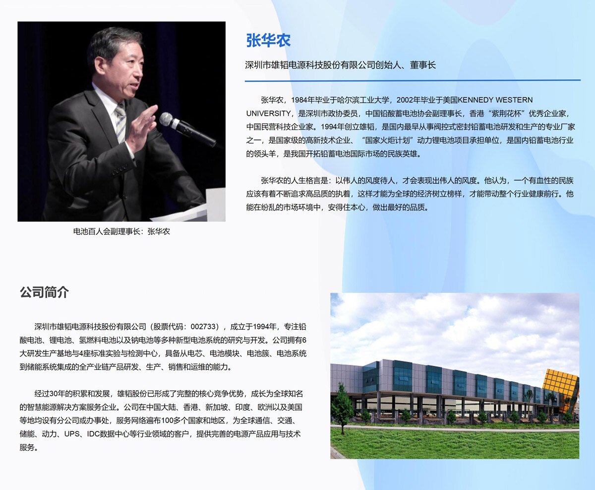 电池百人会副理事长:雄韬股份张华农 电池百人会副理事长:雄韬股份张华农