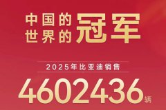 比亚迪2025年销量突破460万辆 动力及储能电池