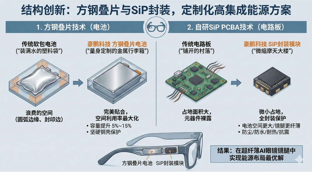 结构创新：方钢叠片与SiP封装，定制化高集成能源方案