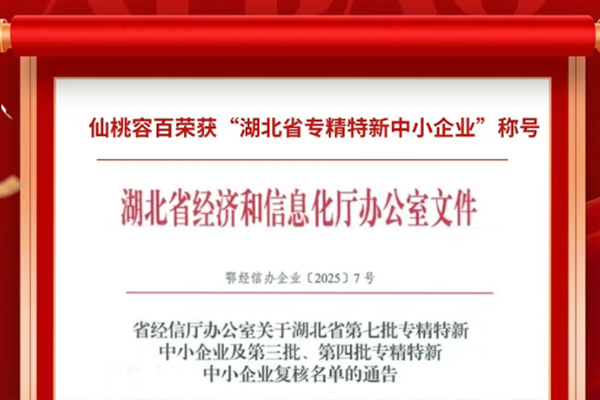 仙桃容百荣获“湖北省专精特新中小企业”称