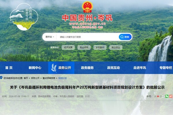 年产20万吨！贵州一新型碳基材料项目有